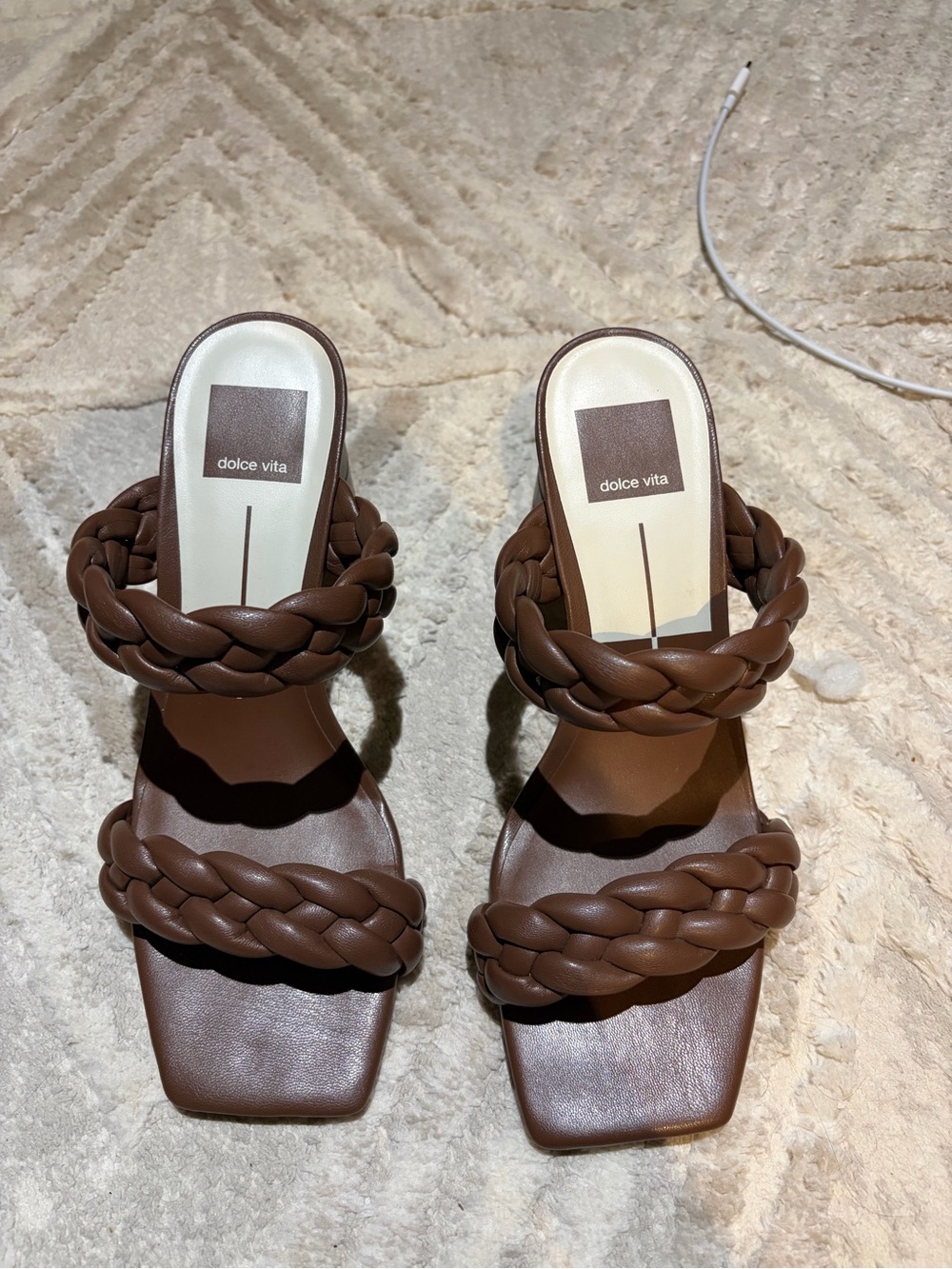 Dolce Vita Brown Braided Leather Mule Sandals